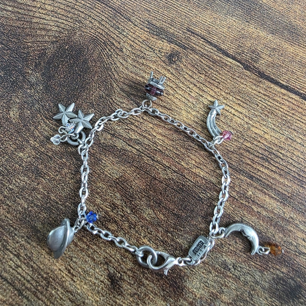 Silver Charm Bracelet with Celestial Accents Jim Clift Rare